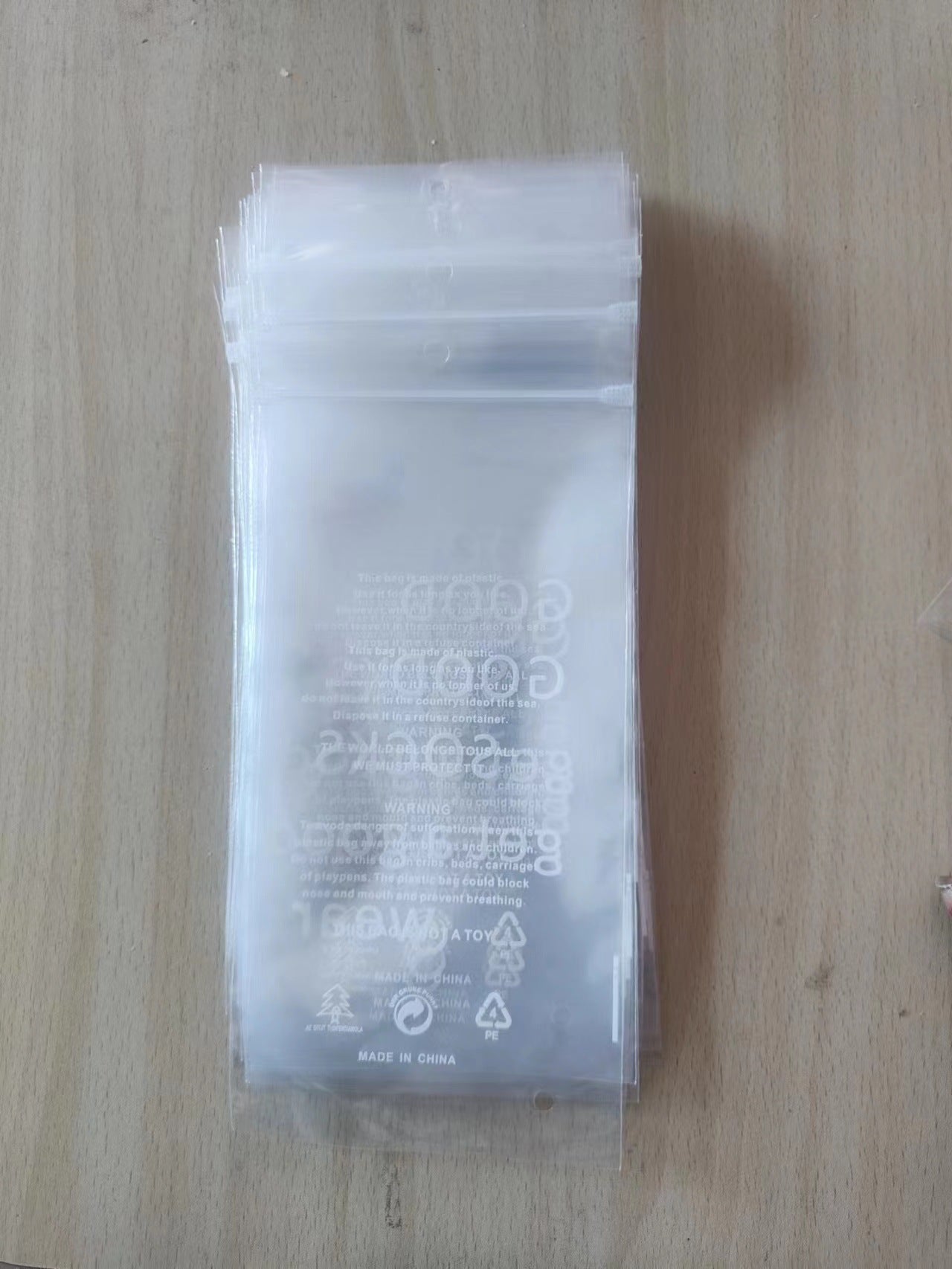 Clear PE Zipper Bags for Single Pair Socks Packaging