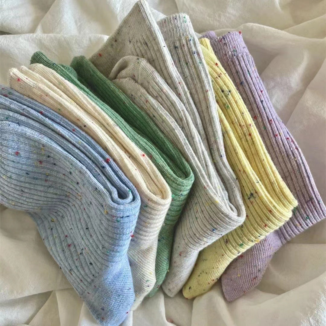 Speckled Cotton Crew Socks for Women | Everyday Mid Calf Socks