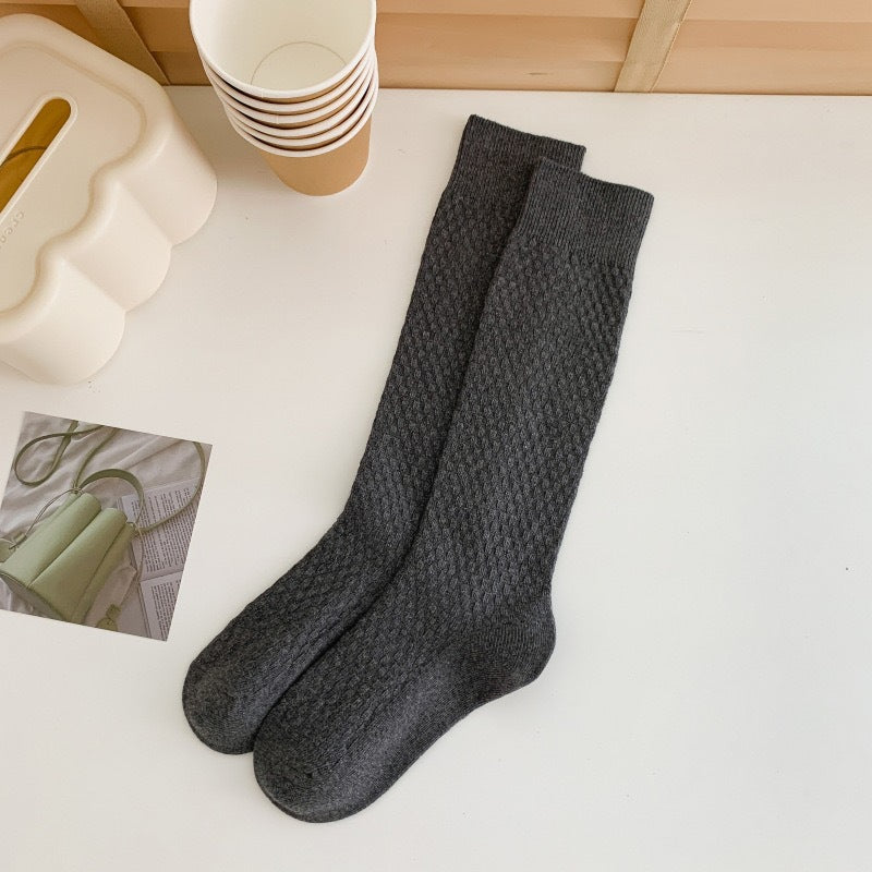 Solid Cozy Calf Socks for Women | Warm Knee High Winter Socks