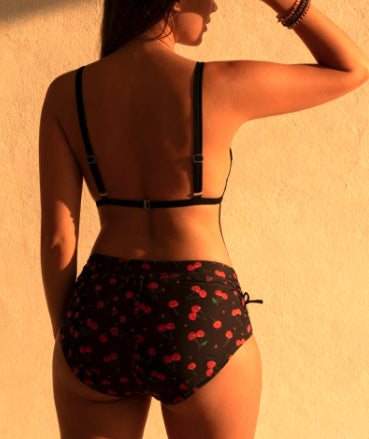 Plus Size Halter Cherry Print Tie-Side Bikini Set | Women's Swimwear