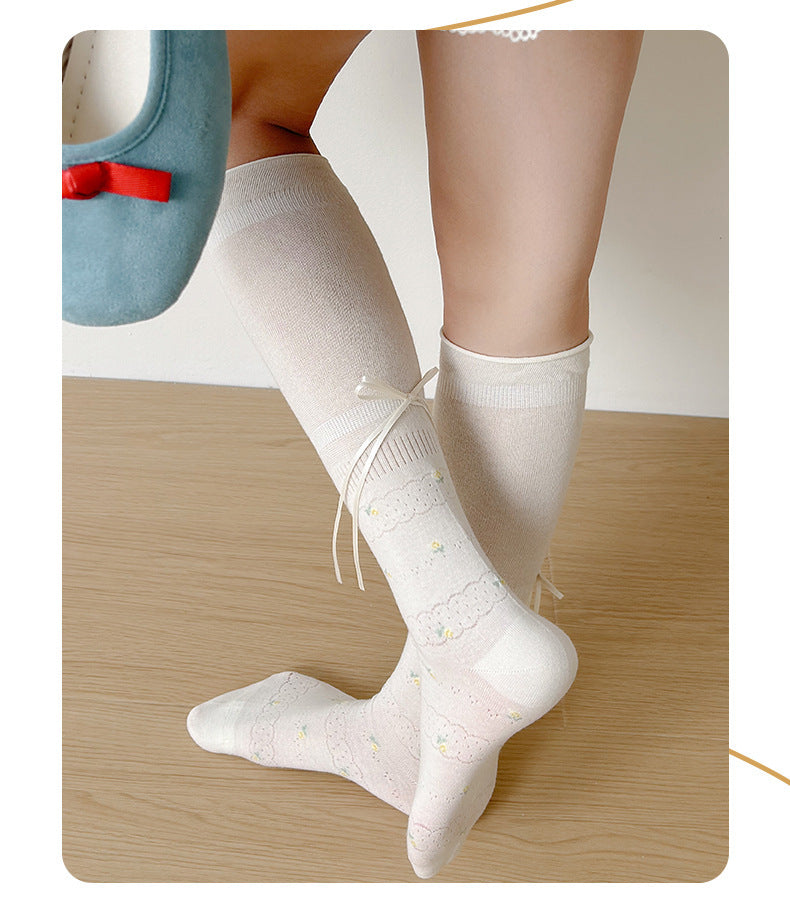 Cotton Floral Ballet Crew Socks | Breathable Socks for Women