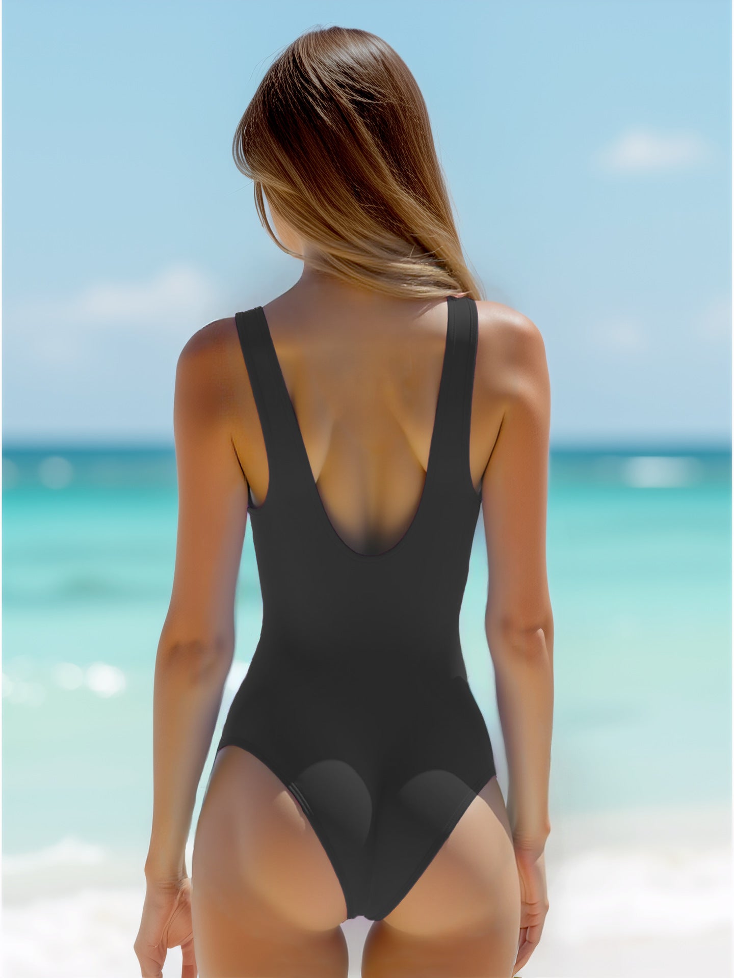 Striped Colorblock One-Piece Swimsuit | Sporty Women's Beach Swimwear