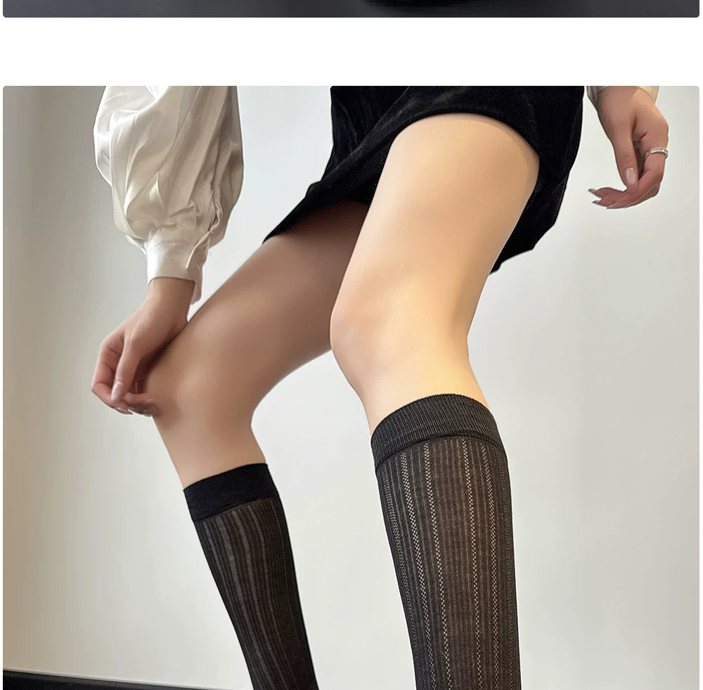 Ballet Style Crew Socks | Thin Breathable Summer Calf Socks for Women