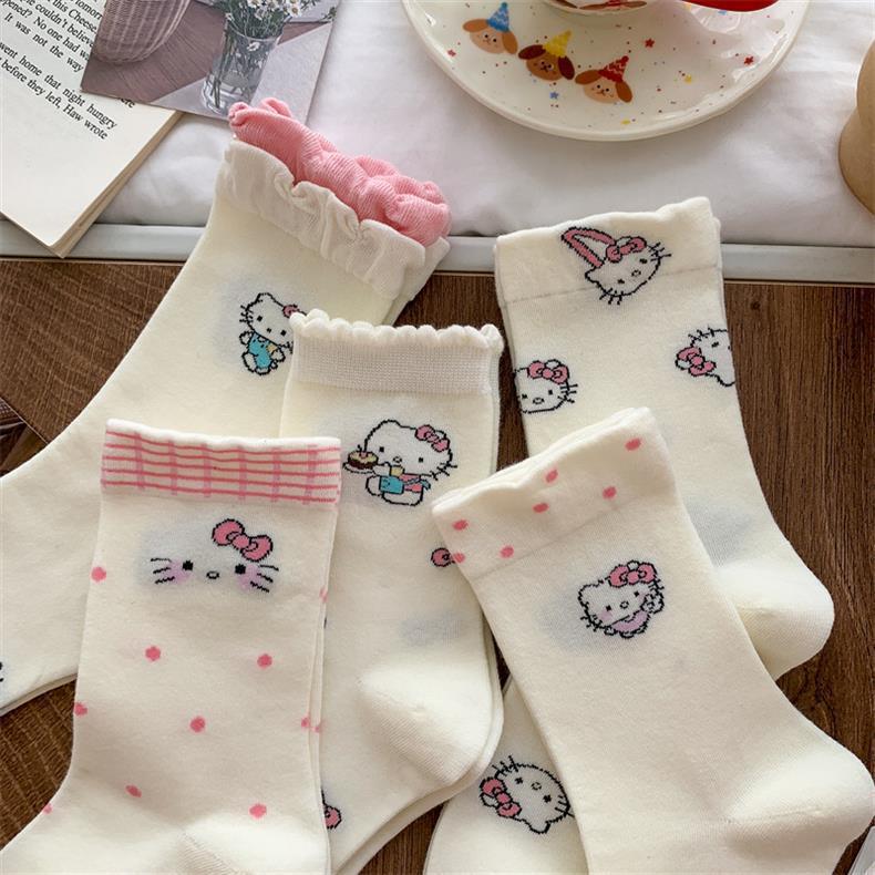 Cute Novelty Crew Socks | Kawaii Cat Print Socks for Women