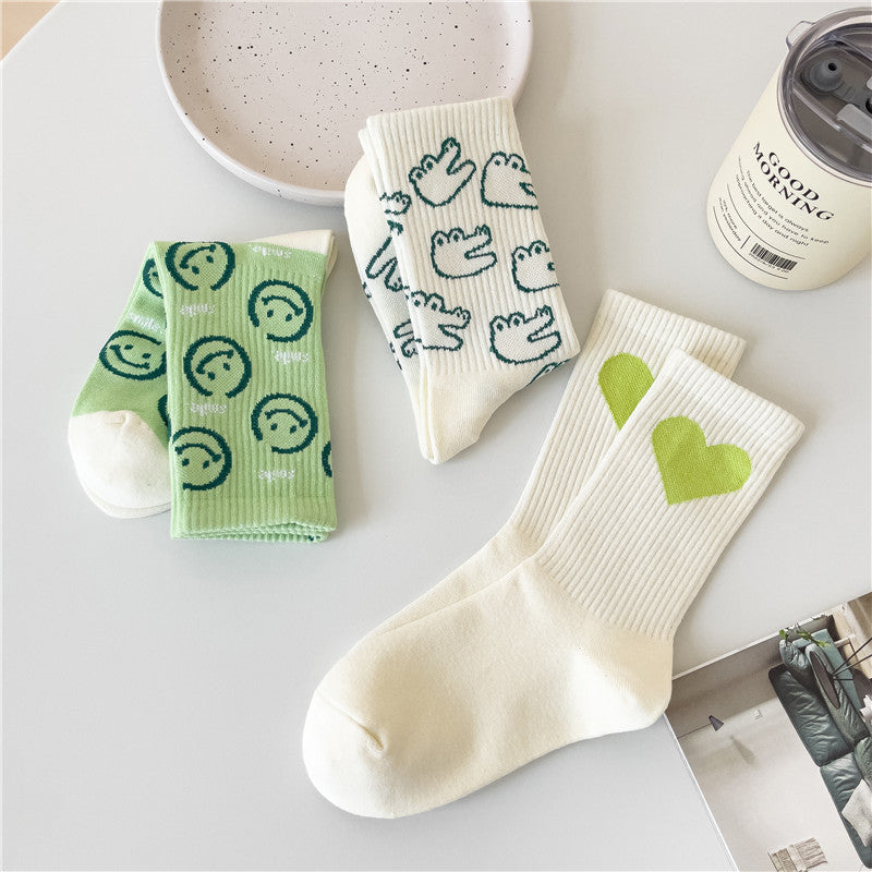 Cute Patterned Crew Socks for Women | Soft Cotton Casual Socks
