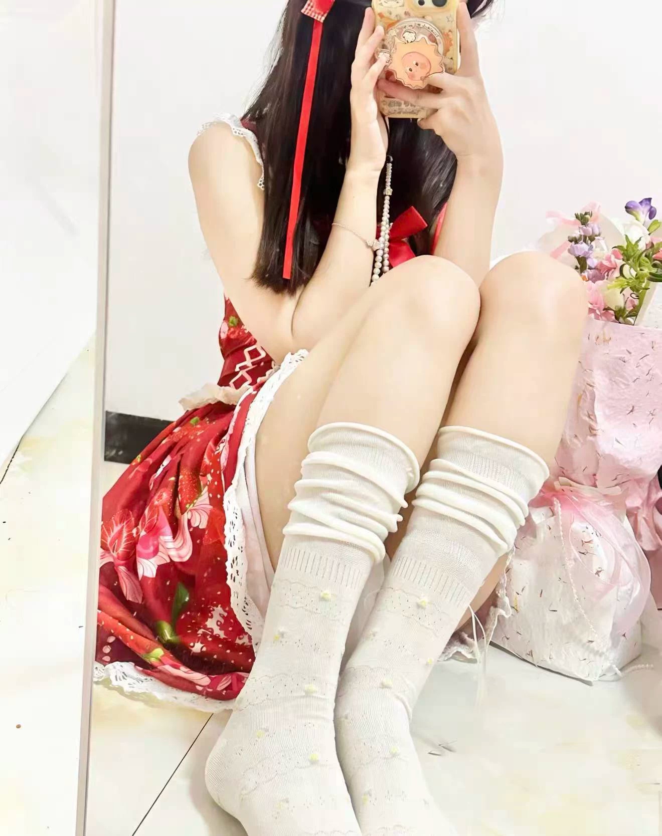 Cotton Floral Ballet Crew Socks | Breathable Socks for Women