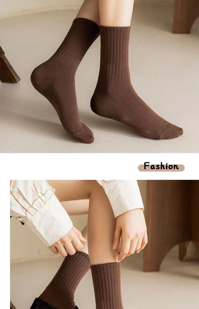 Solid Ribbed Crew Slouch Socks for Women | Fall Winter Casual