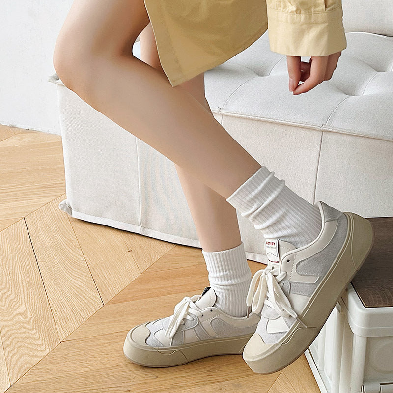 Trendy Slouch Crew Socks | Solid Neutral Socks for Women