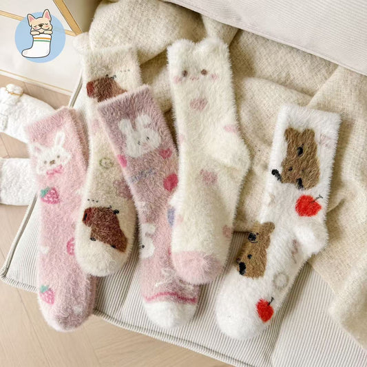 Cozy Fuzzy Crew Socks | Warm Plush Winter Women's Lounge Socks