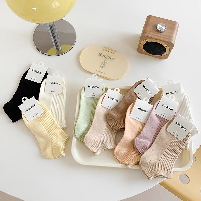 Solid Cotton Ankle Socks for Women | Breathable Everyday Short Socks