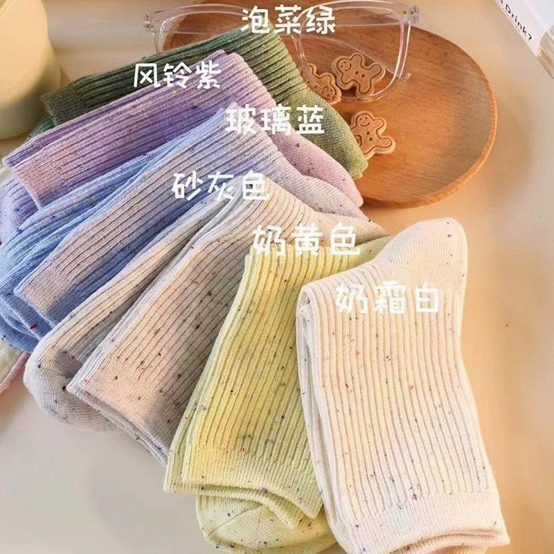 Speckled Cotton Crew Socks | Casual Everyday Women's Mid-Calf Socks