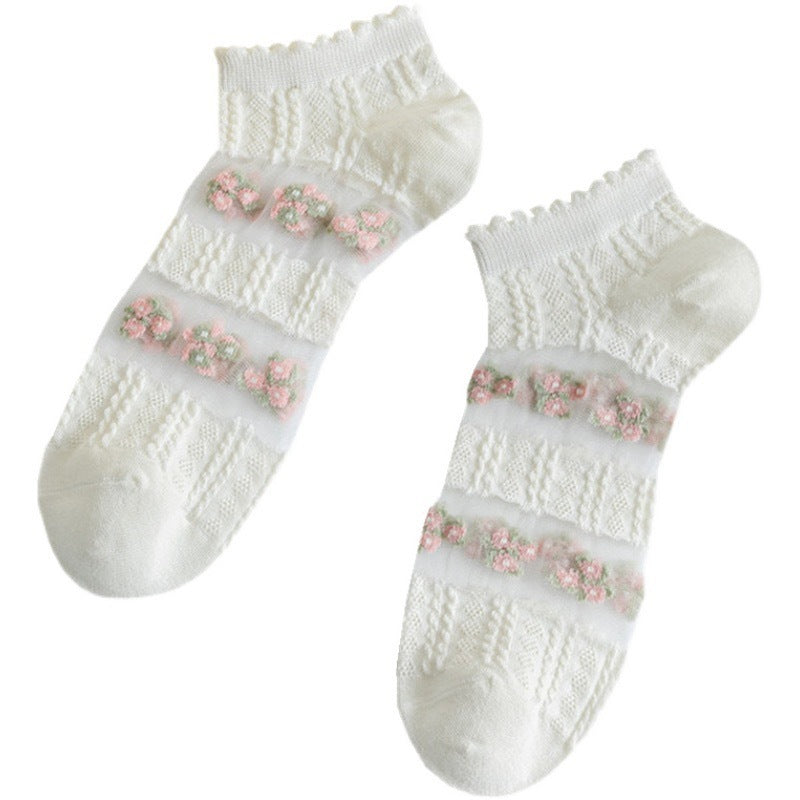 Floral Ankle Socks for Women | Breathable Summer Low Cut Socks