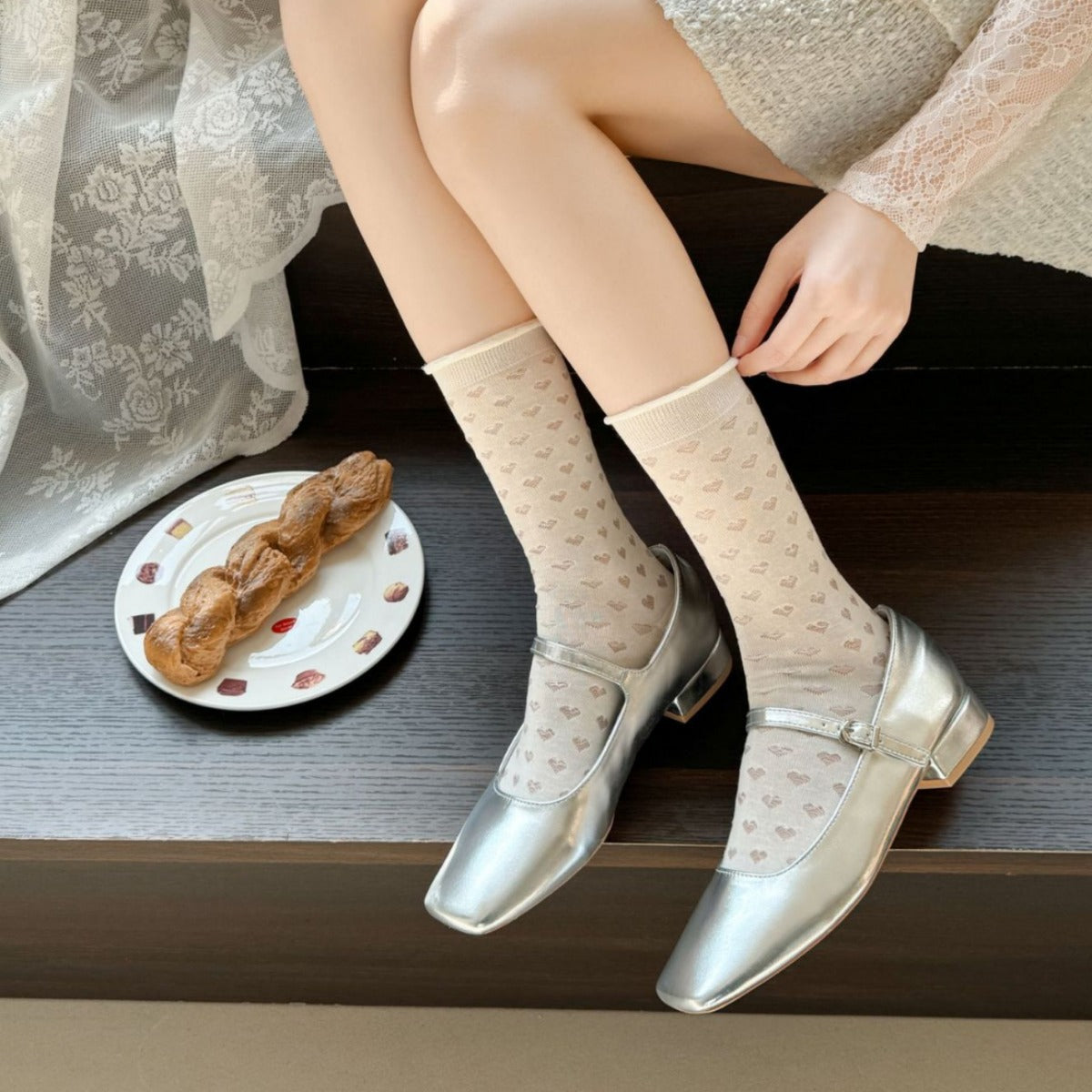 Sheer Cotton Crew Socks | Thin Summer Mid-Calf for Women