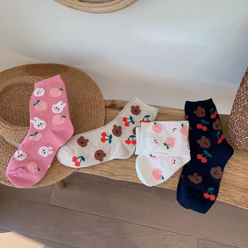 Cute Cartoon Cotton Crew Socks | Soft Novelty Socks for Women