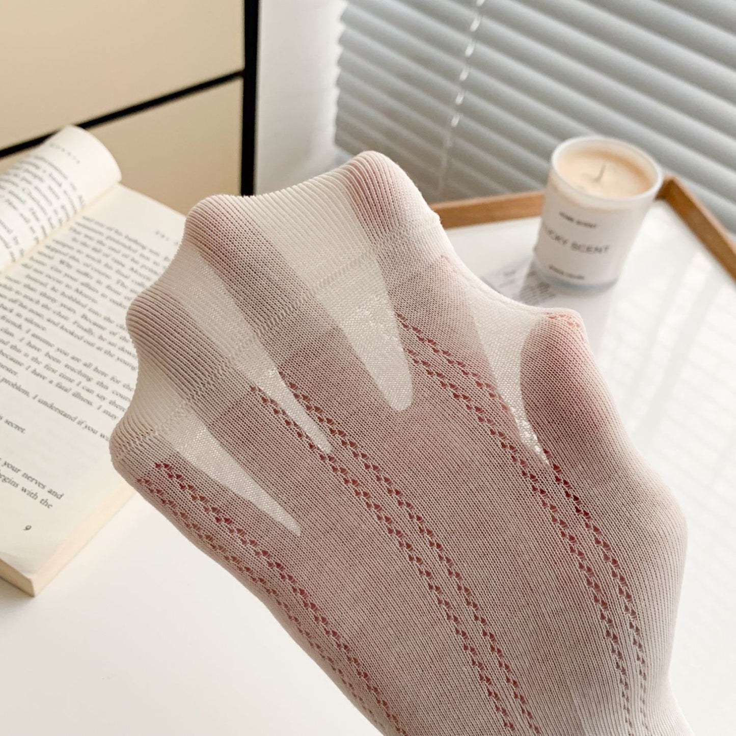 Sheer Cotton Crew Socks | Thin Summer Mid-Calf for Women
