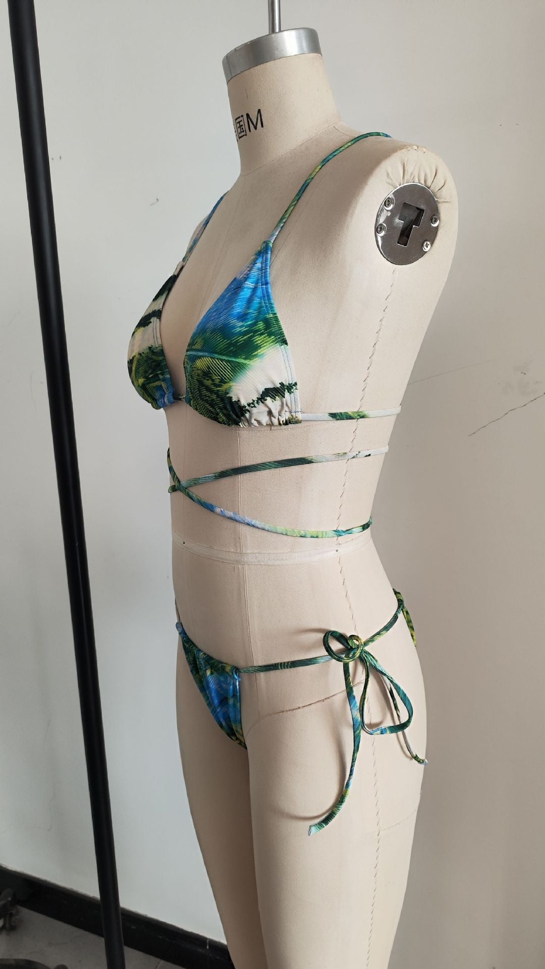 Tropical Printed Cross Wrap Tie Bikini Set | Sexy Women's Swimwear