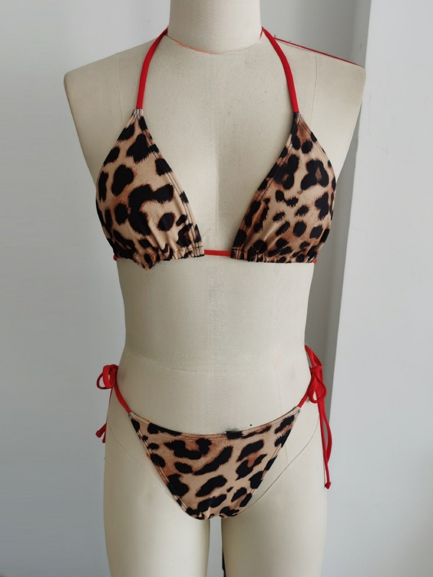 Leopard Print Backless Tie-Side Bikini | Women's Beach Swimwear