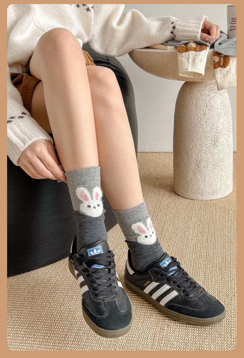 Cozy Cotton Cartoon Crew Socks for Women | Warm Winter Everyday Socks