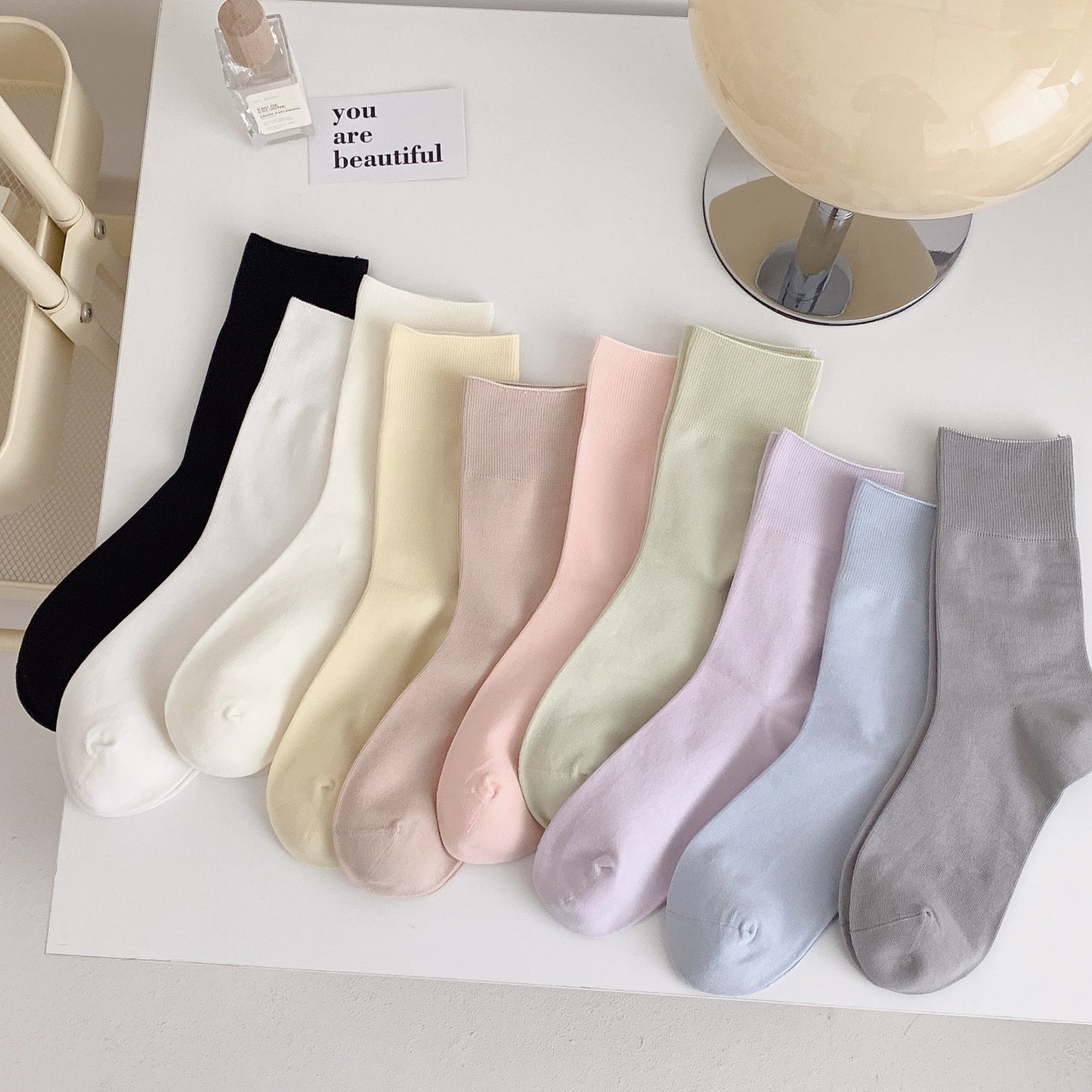 Seamless Cotton Crew Socks for Women | Loose Top Everyday Socks