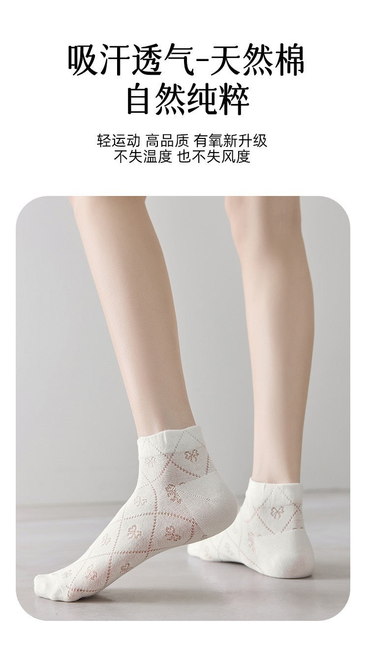 Feminine Bow Ankle Socks | Combed Cotton Women's Socks