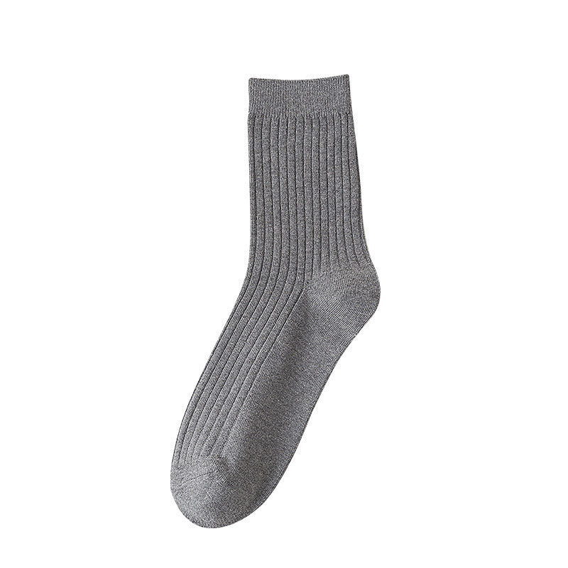 Solid Cotton Crew Socks for Men | Breathable Work & Athletic Socks