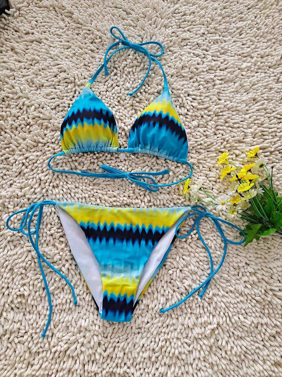 Gradient Halter Tie-Side Bikini Set | Sexy Women's Beach Swimwear