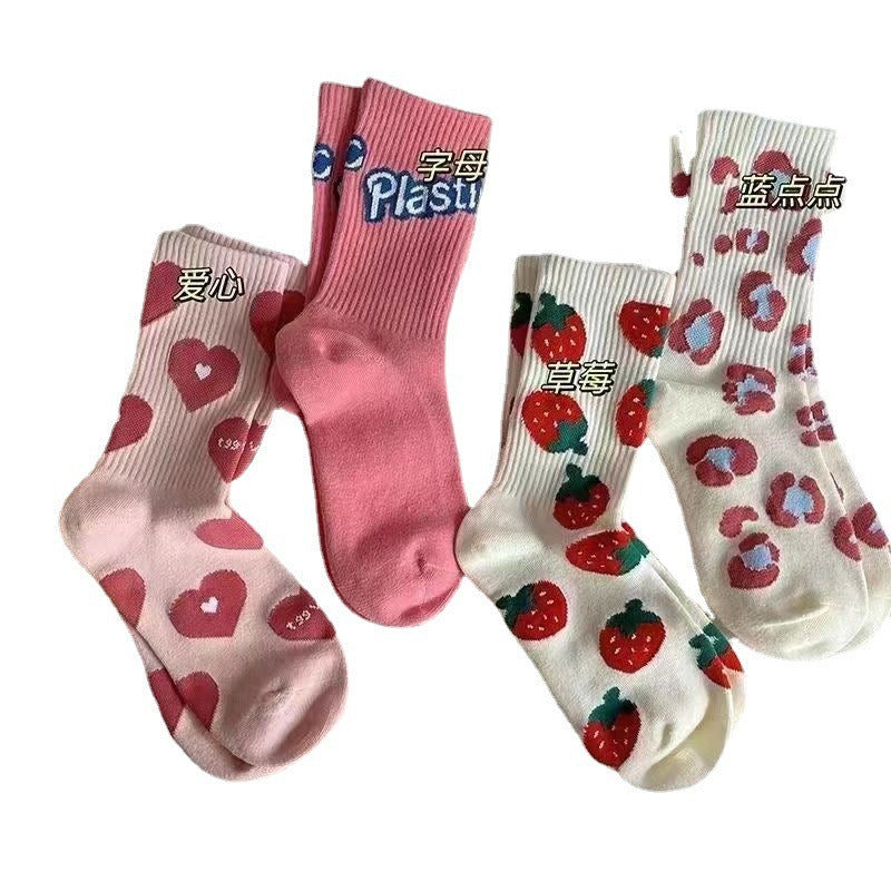 Trendy Patterned Cotton Crew Socks for Women | Cute Casual Socks