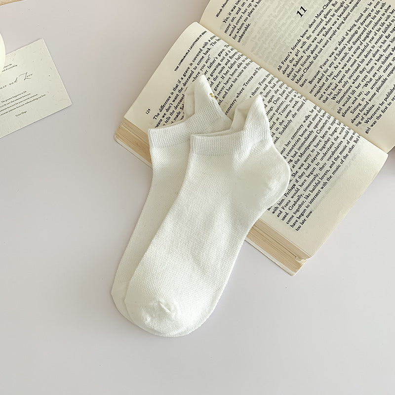Embroidered Crown No-Show Socks | Breathable Summer Mesh Socks for Women