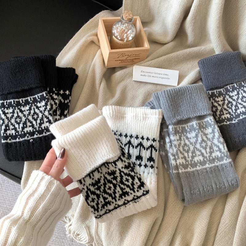 Fair Isle Knit Slouch Leg Warmers | Cozy Socks for Women