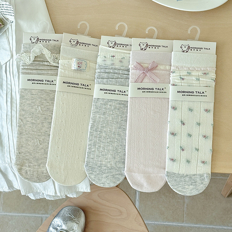 Seamless Cotton Crew Socks for Women | Fresh Pastel Slouch Socks