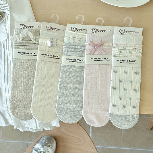 Seamless Cotton Crew Socks for Women | Fresh Pastel Slouch Socks