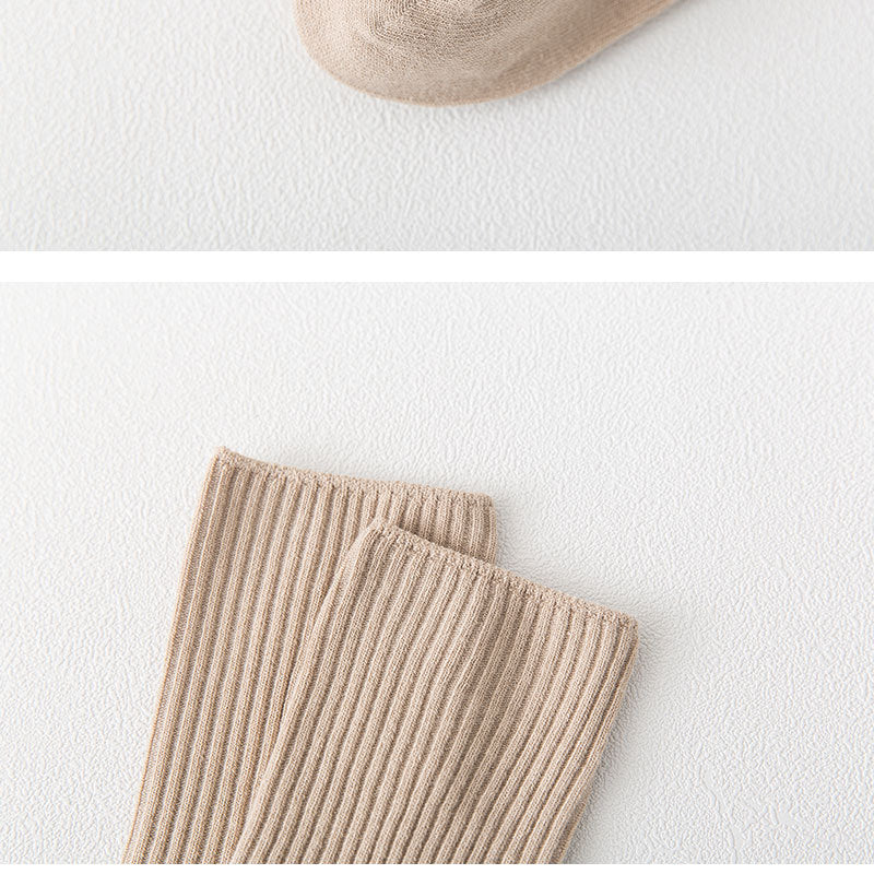 Ribbed Cotton Crew Socks for Women | Neutral Winter Slouch Socks