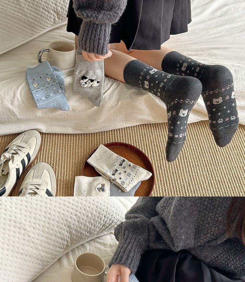 Cozy Cotton Crew Socks for Women | Cute Patterned Winter Socks
