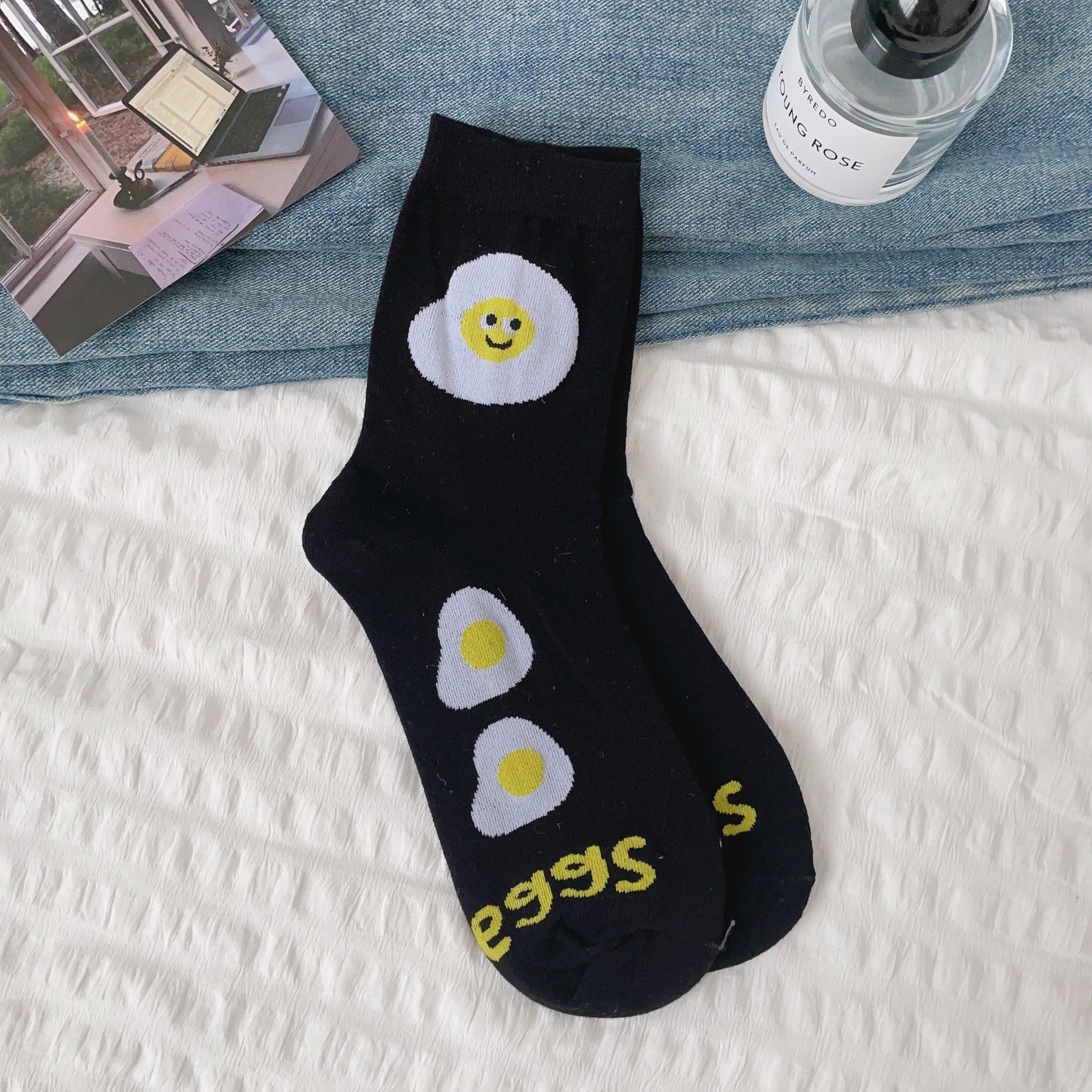 Cute Novelty Crew Socks | Fun Food Print Socks for Women