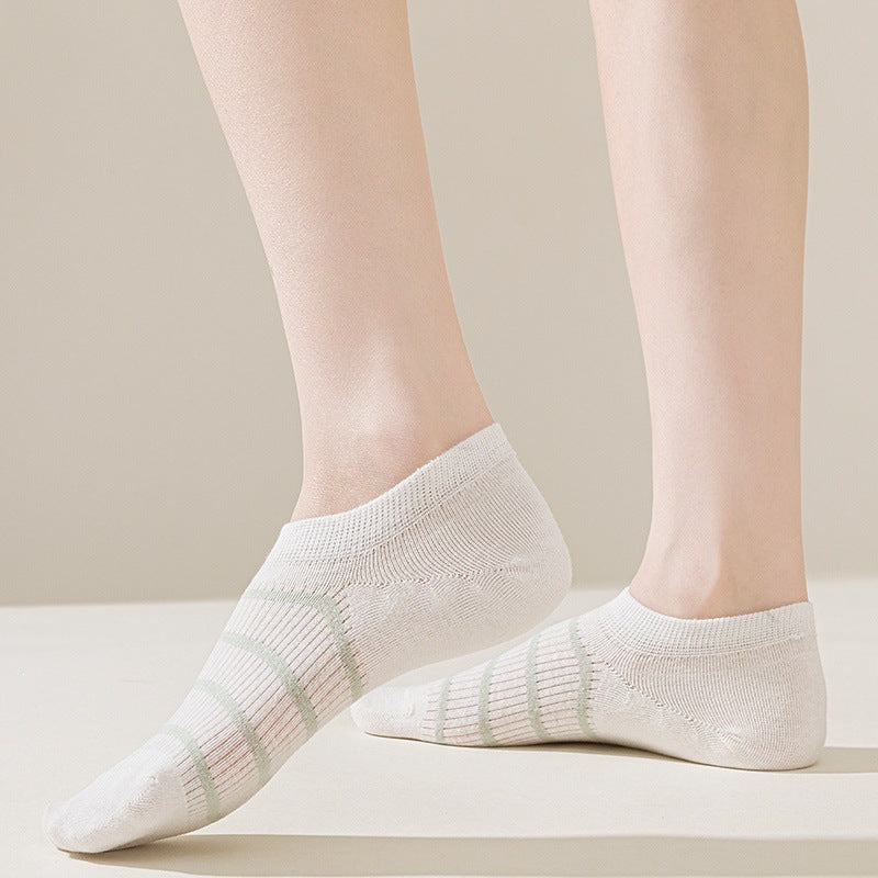 Striped No-Show Socks for Women | Breathable Stay-Put Summer Socks