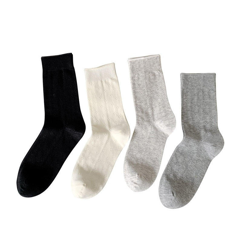 Clover Pattern Crew Socks for Women | Breathable Thin Summer Socks