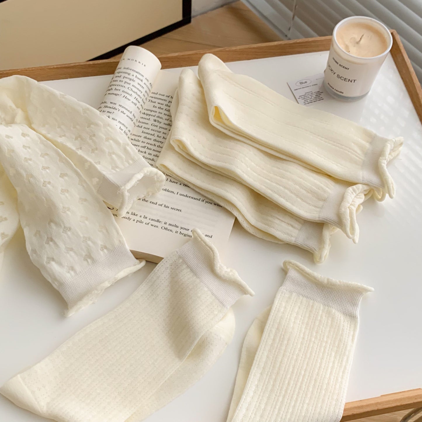 Sheer Cotton Crew Socks | Thin Summer Mid-Calf for Women