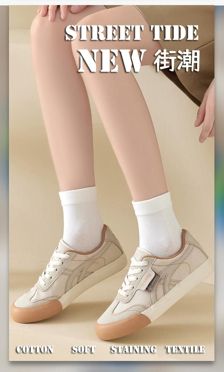 Solid Cotton Slouch Crew Socks for Women | Plain Mid Calf Socks