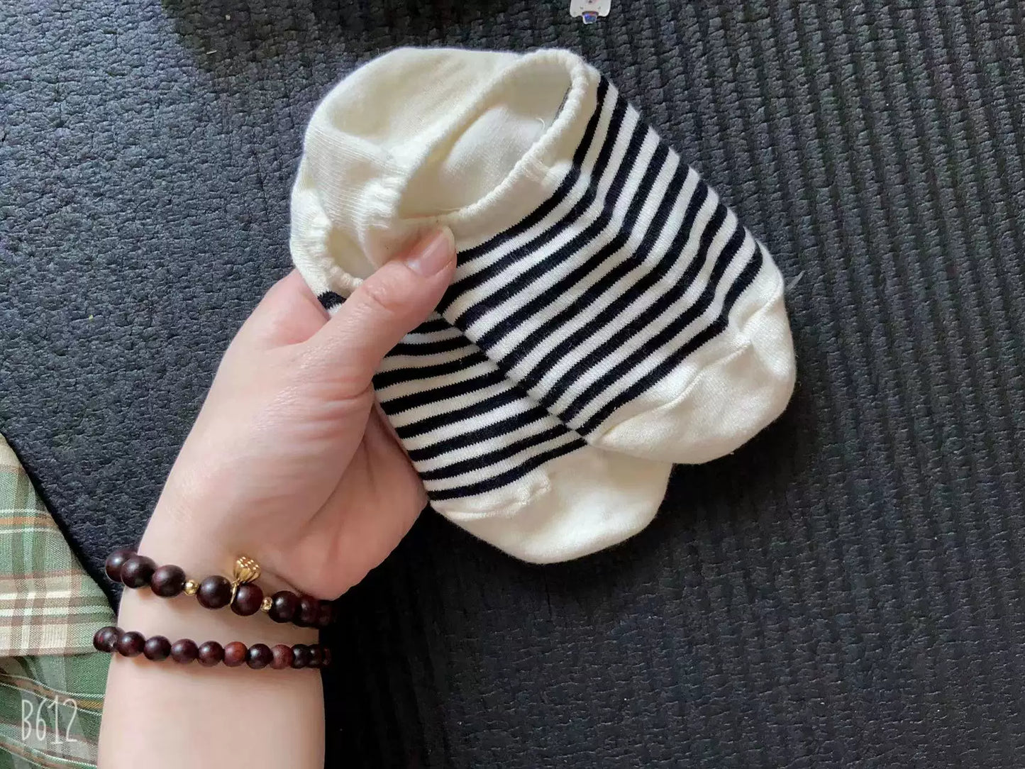 Striped No-Show Socks for Women | Non-Slip Invisible Cotton Socks