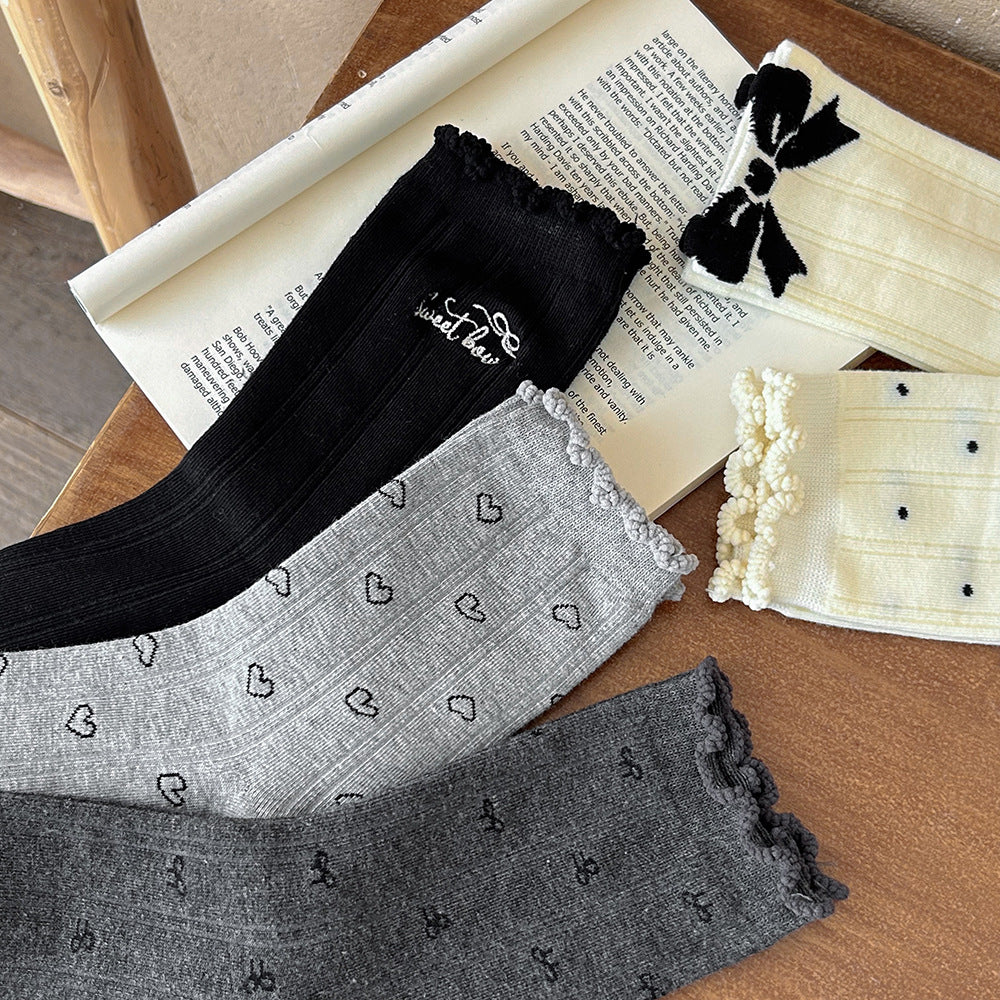 Cute Cotton Crew Socks for Women | Patterned Fall Winter Socks