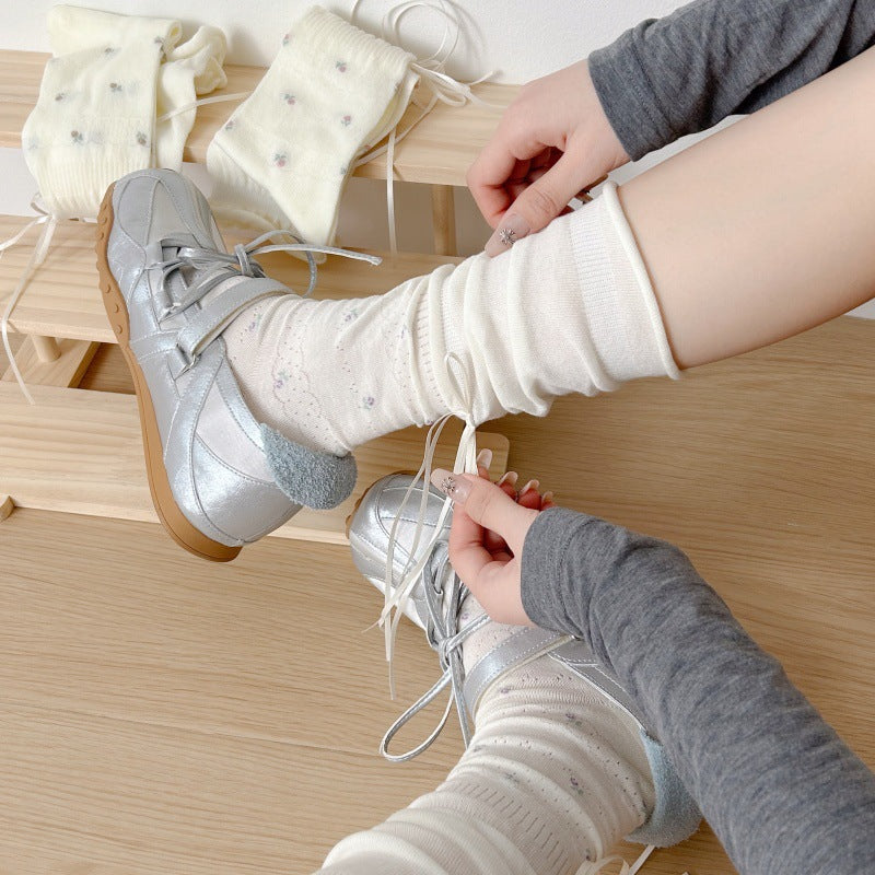 Cotton Floral Ballet Crew Socks | Breathable Socks for Women