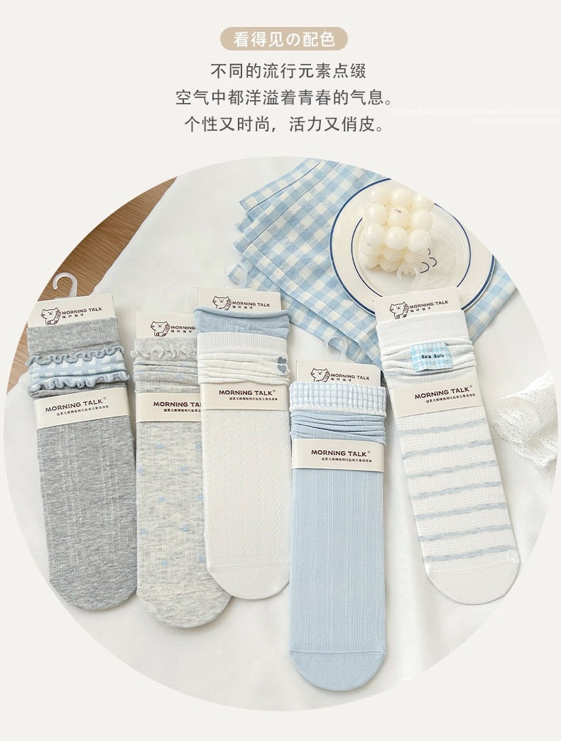 Cotton Crew Socks for Women | Seamless Breathable Fashion Socks
