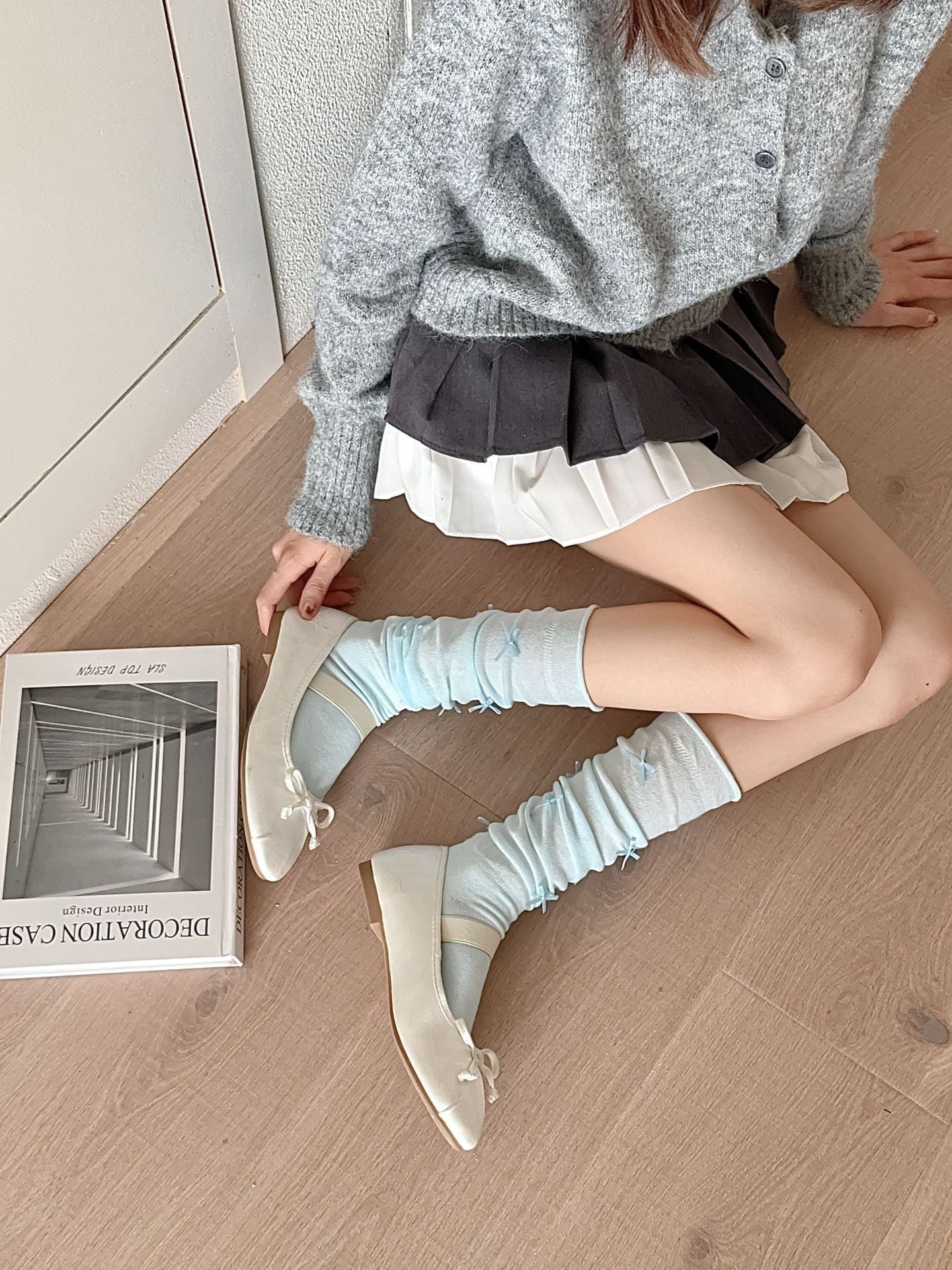 Bow Accent Slouch Socks | Thin Summer Calf Socks for Women