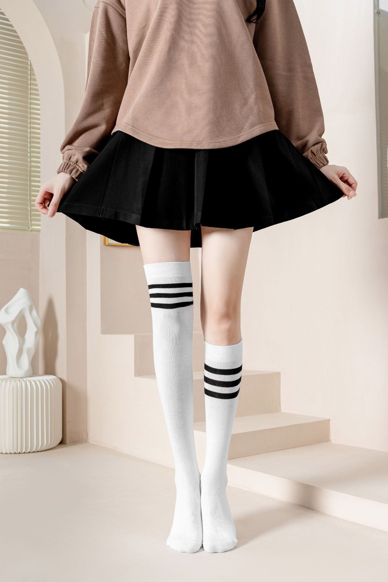 Three Stripe Micro Compression Socks for Women | Slimming Long Socks