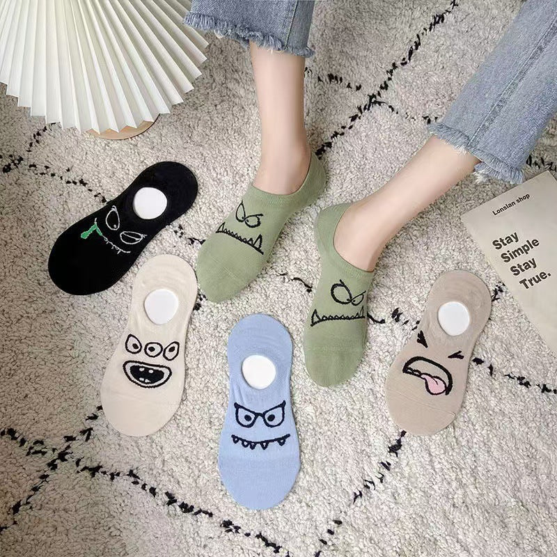 Cute Summer Thin Non Slip No Show Socks for Women