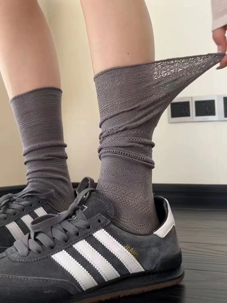 Lace Mesh Slouch Crew Socks | Breathable Summer Socks for Women