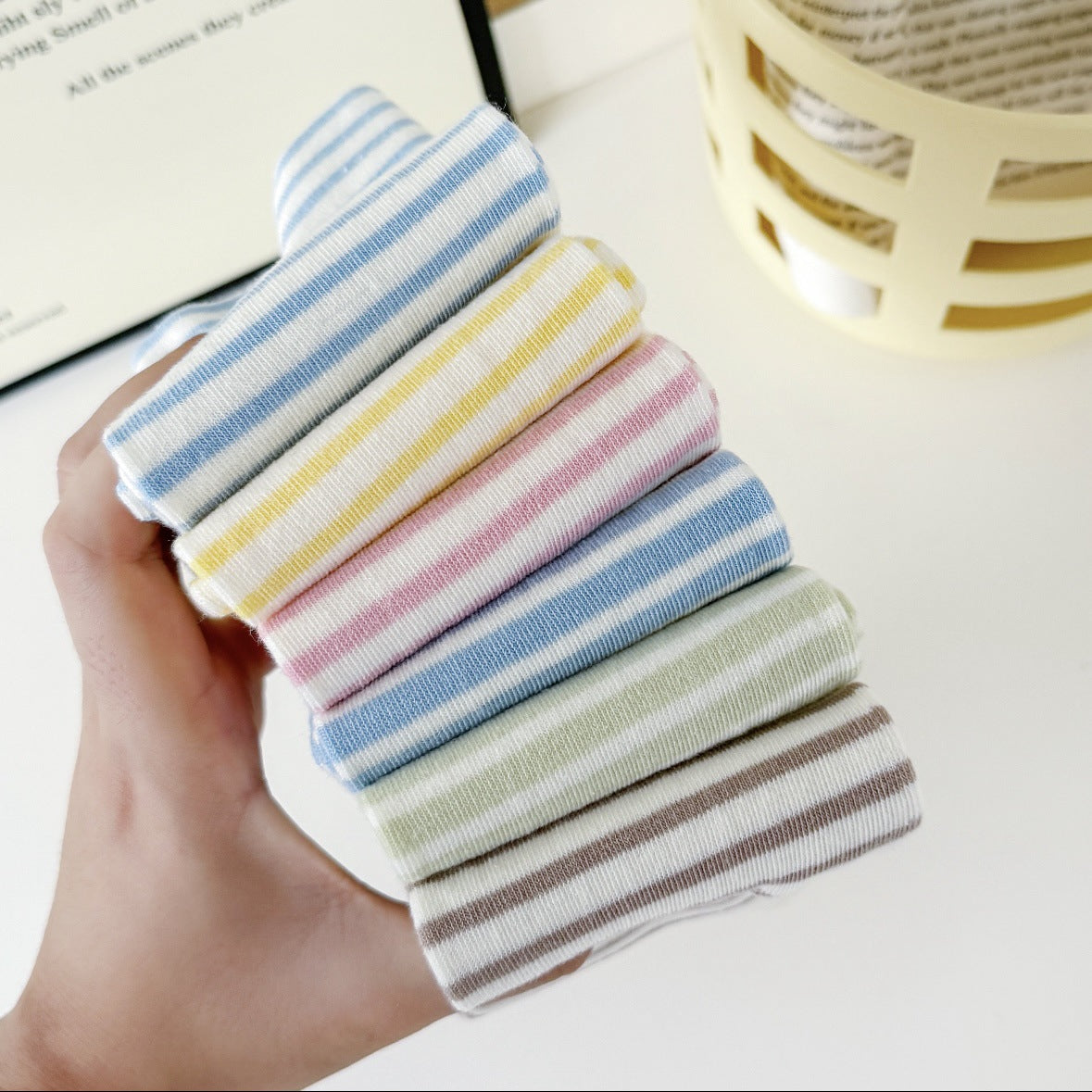 Soft Striped Cotton Crew Socks for Women | Loose Top Comfort