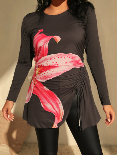 Floral Print Modest Plus Size Two-Piece Women's Swimwear