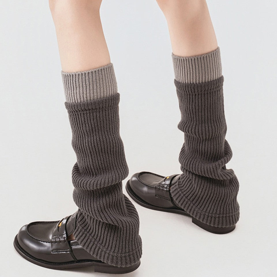 Cozy Y2K Colorblock Knit Leg Warmers for Women