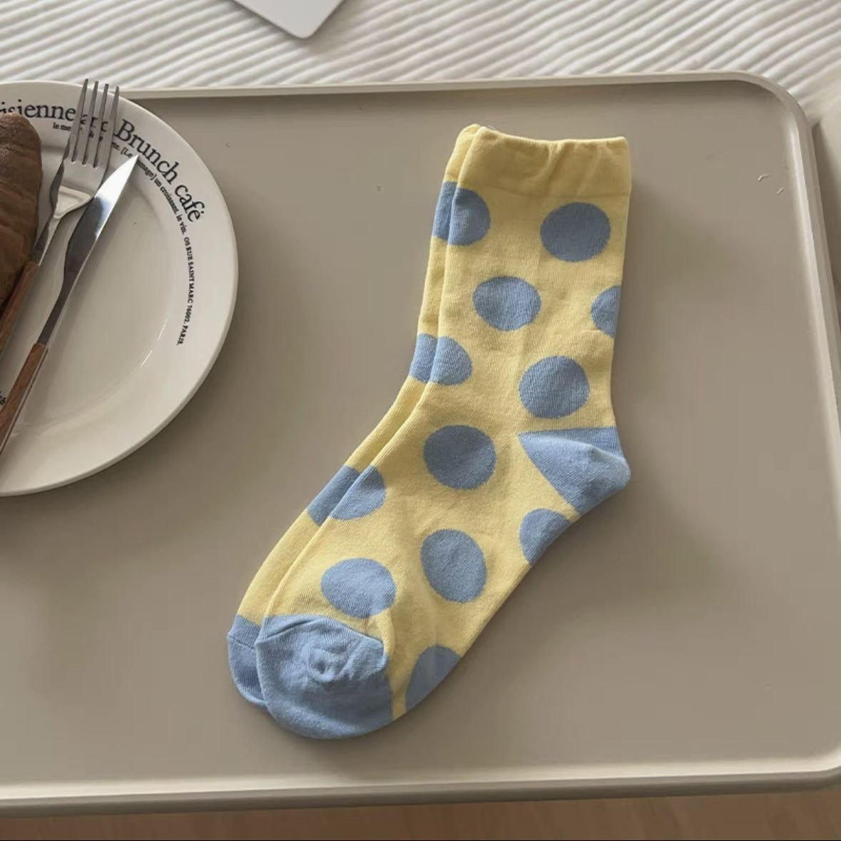 Women's Polka Dot Cotton Crew Socks | Trendy Casual Patterned Socks